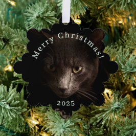 Black Cat Christmas Label en Ornament Kaart