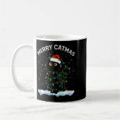 Black Cat Christmas Light Cat Wearing Santa Hat Me Koffiemok (Links)
