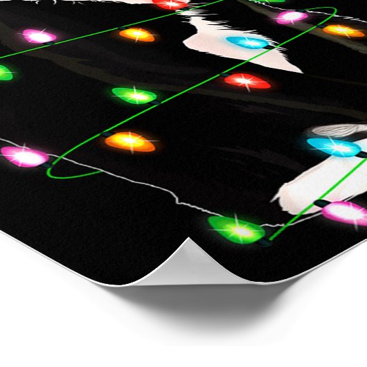 Black Cat Christmas Lights Funny Santa Hat Black C Poster (Hoek)