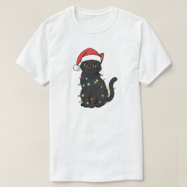 Black Cat Christmas Lights – Funny Santa Kitten  T-shirt