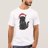 Black Cat Christmas Lights – Funny Santa Kitten  T-shirt (Voorkant)