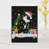 Black Cat Christmas Lights Santa Hat Black Cat Lov Kaart (Gele Bloem)