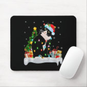 Black Cat Christmas Lights Santa Hat Black Cat Lov Muismat (Met muis)