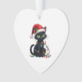 Black Cat Christmas Lights Santa Hat Funny Xmas Ca Ornament (voorkant)