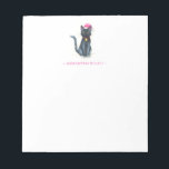Black Cat Christmas Notitieblokken<br><div class="desc">Vier Nationale Zwarte Kattendag 2025 op 27 oktober met dit schattige notitieblok met mijn handgeschilderde waterverf zwarte kattentekening - een puur perfect cadeau voor kattenliefhebbers! Deze gepersonaliseerde notitieblokken met naam kunnen worden aangepast met behulp van het veld sjabloon om jouw naam of monogram in het roze toe te voegen, waardoor...</div>