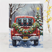 Black Cat Christmas Red Truck Holiday Kaart (Gele Bloem)