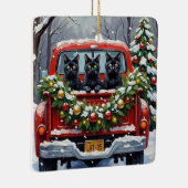 Black Cat Christmas Red Truck Holiday Keramisch Ornament (Rechts)