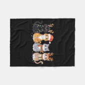 Black Cat Christmas Santa Hat Funny Meowy Cat  Fleece Deken (Voorkant (Horizontaal))
