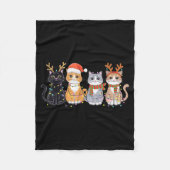 Black Cat Christmas Santa Hat Funny Meowy Cat Fleece Deken (Voorkant)