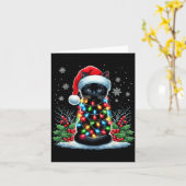 Black Cat Christmas Santa Hat Funny Meowy Cat  Kaart (Gele Bloem)