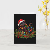 Black Cat Christmas Santa Hat Funny Meowy Cats Wom Kaart (Gele Bloem)