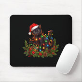Black Cat Christmas Santa Hat Funny Meowy Cats Wom Muismat (Met muis)