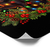 Black Cat Christmas Santa Hat Funny Meowy Cats Wom Poster (Hoek)