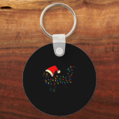 Black Cat Christmas Santa Hat Funny  Sleutelhanger (Voorkant)