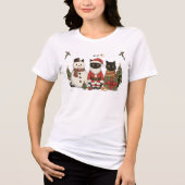 Black Cat Christmas Santa Snowman Cute Gift Tri-Blend Shirt (Voorkant)