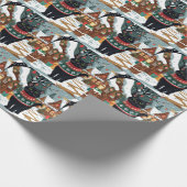 Black Cat Christmas Snow Holiday Cadeaupapier (Hoek)