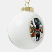 Black Cat Christmas Snow Holiday Keramische Bal Ornament (Links)