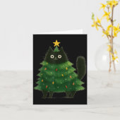 Black Cat Christmas Tree Cute Holiday Pet Lover De Kaart (Gele Bloem)