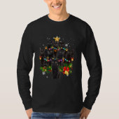 Black Cat Christmas Tree Lights Cats Lover T-shirt (Voorkant)