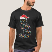 Black Cat Christmas Tree Lights   Santa Kitten Led T-shirt (Voorkant)
