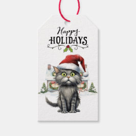 Black Cat Christmas voor kattenliefhebbers Cadeaulabel
