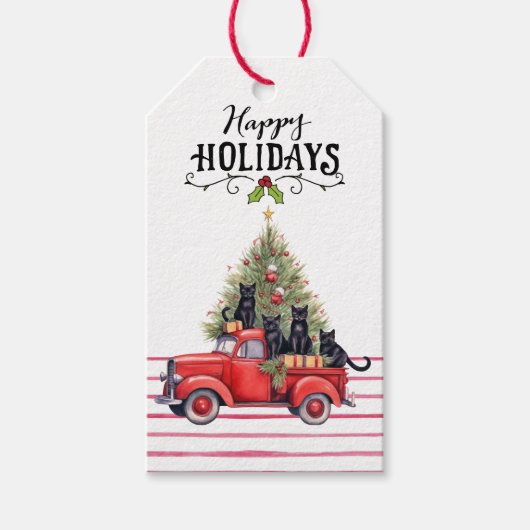 Black Cat Christmas voor kattenliefhebbers Cadeaulabel (Voorkant)