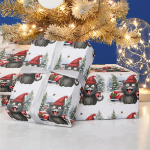 Black Cat Christmas voor kattenliefhebbers Cadeaupapier