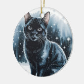 Black Cat Circle Christmas Ornament (Links)