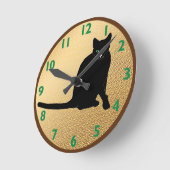 Black Cat Clock Ronde Klok (Hoek)