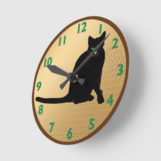 Black Cat Clock Ronde Klok (Hoek)