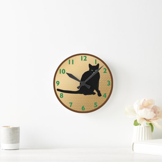 Black Cat Clock Ronde Klok (Huis)