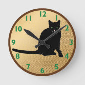 Black Cat Clock Ronde Klok (Voorkant)