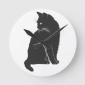 Black Cat Clock Ronde Klok (Voorkant)