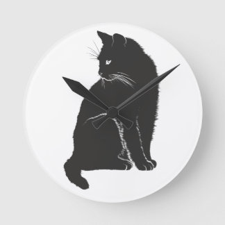 Black Cat Clock Ronde Klok