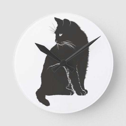 Black Cat Clock Ronde Klok (Voorkant)