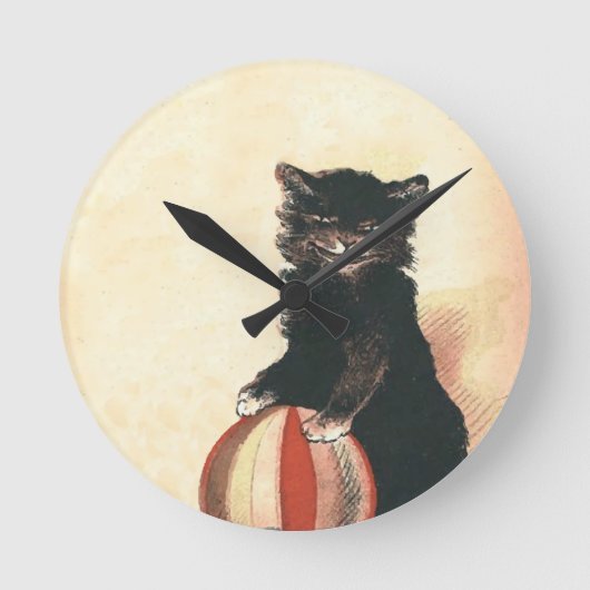 Black Cat Clock Ronde Klok (Voorkant)