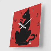 BLACK CAT COCKTAIL TIJD door Slipperywindow Vierkante Klok (Hoek)