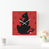 BLACK CAT COCKTAIL TIJD door Slipperywindow Vierkante Klok (Huis)