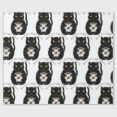 Black Cat Coffee Break Thunder_Cove Cadeaupapier (Vlak)