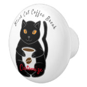 Black Cat Coffee Break Thunder_Cove Keramische Knop (Rechts)