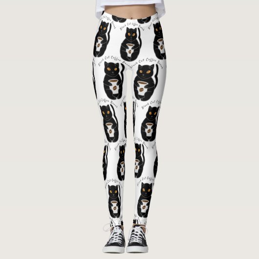 Black Cat Coffee Break Thunder_Cove Leggings (Voorkant)