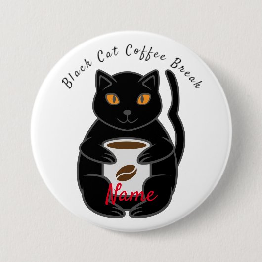 Black Cat Coffee Break Thunder_Cove Ronde Button 7,6 Cm (Voorkant)