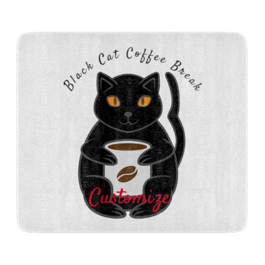 Black Cat Coffee Break Thunder_Cove Snijplank (Voorkant)
