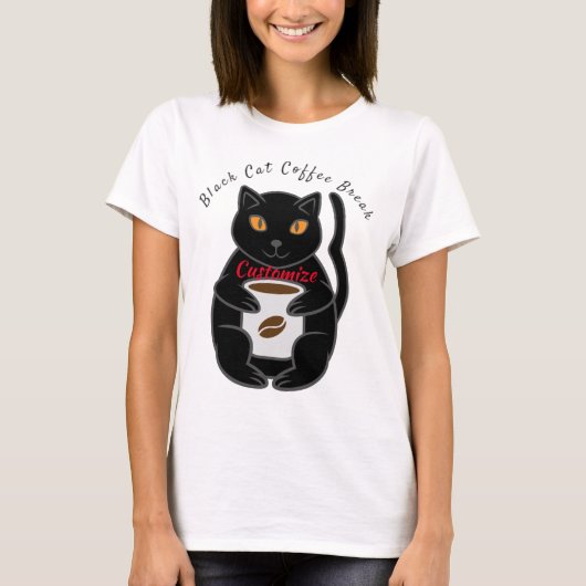 Black Cat Coffee Break Thunder_Cove T-shirt (Voorkant)