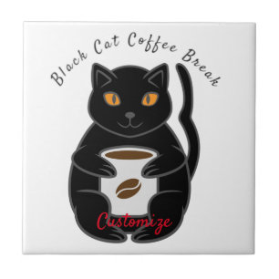 Black Cat Coffee Break Thunder_Cove Tegeltje