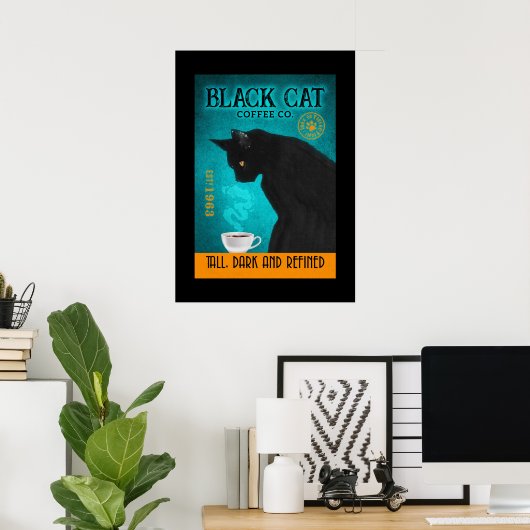 Black Cat Coffee Company Canvas Poster (Thuiskantoor)
