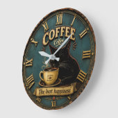 Black Cat Coffee Lover Farmhouse Kitchen Decor Grote Klok (Hoek)