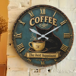 Black Cat Coffee Lover Farmhouse Kitchen Decor Grote Klok