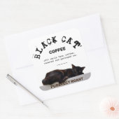 Black Cat Coffee Vierkante Sticker (Envelop)