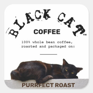 Black Cat Coffee Vierkante Sticker